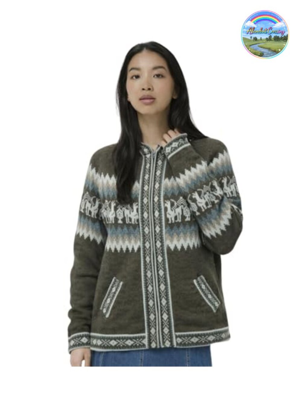 Alpaca Wool Blend Hooded Cardigan, Handmade Knit Ladies Sweater, Lightweight &
